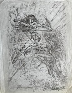 Wonder Woman vs Cheetah Lithograph prelim Comic Art