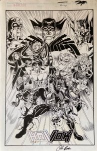 Al Milgrom Chris Batista | x-factor annual pin-up (marvel, 1990s) entire teams + villains | Will"s Comic Art Page