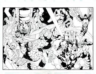 Fantastic Four / X-Men Wraparound Merchandising Poster Art (Marvel, 2007) Comic Art